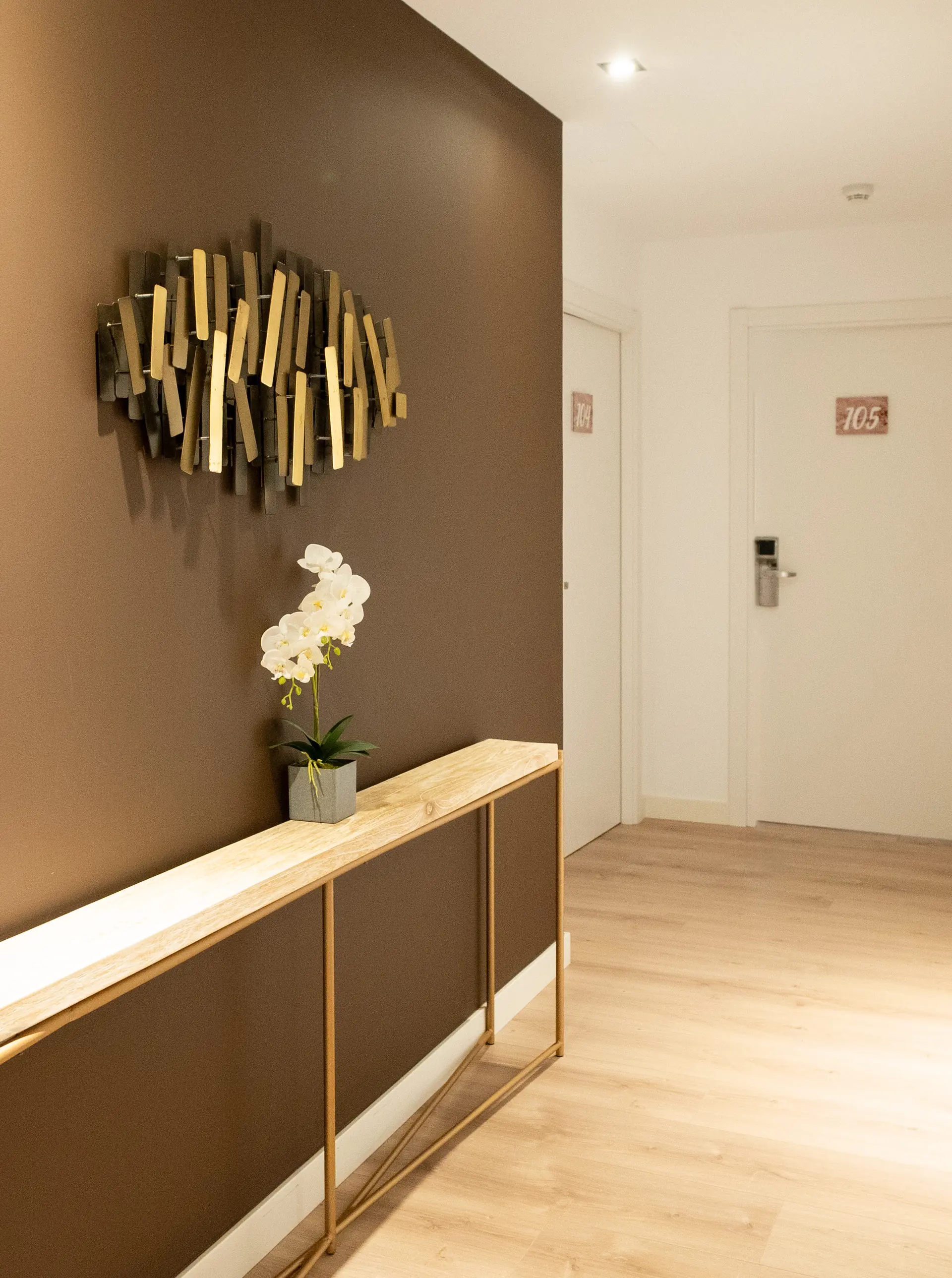 Acceso Habitaciones Pared Marron Elegante